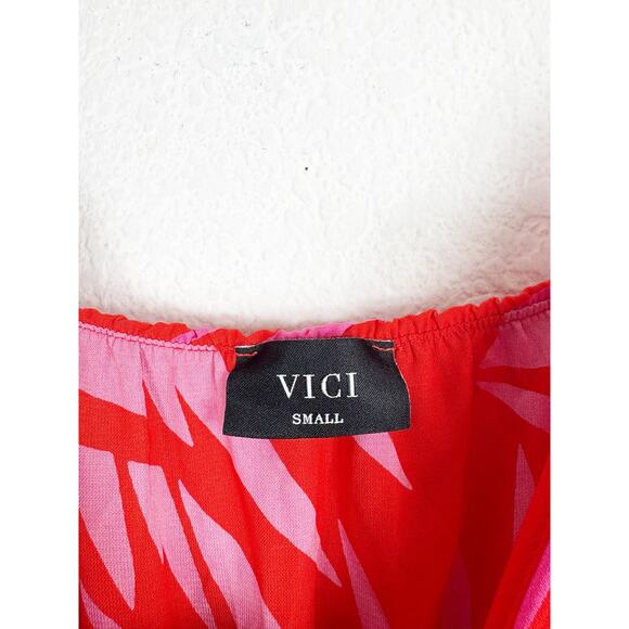 Vici Pink Red Tropical Print Maxi Dress Small Sleeveless Beach Vacation - Picture 5 of 14